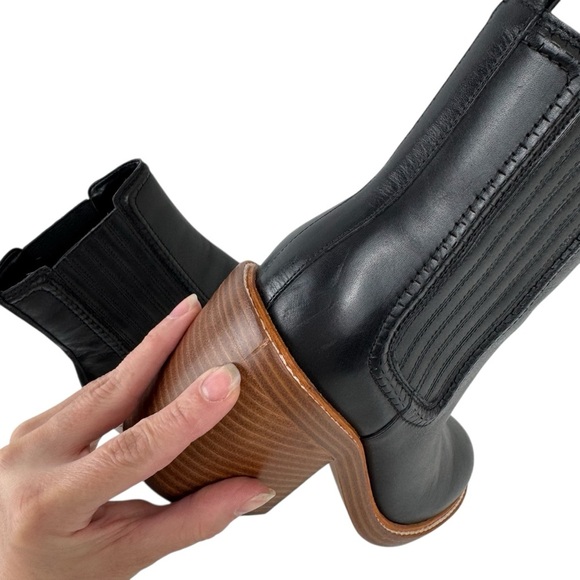 Marc Fisher Black Leather Halida Boots Shoes Heeled Ankle Booties SZ 8.5 Western - Picture 15 of 16